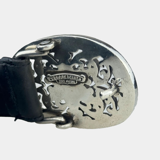 Chrome Hearts Classic .925 Silver Oval Star Buckle Leather Belt (Strap 1.5")