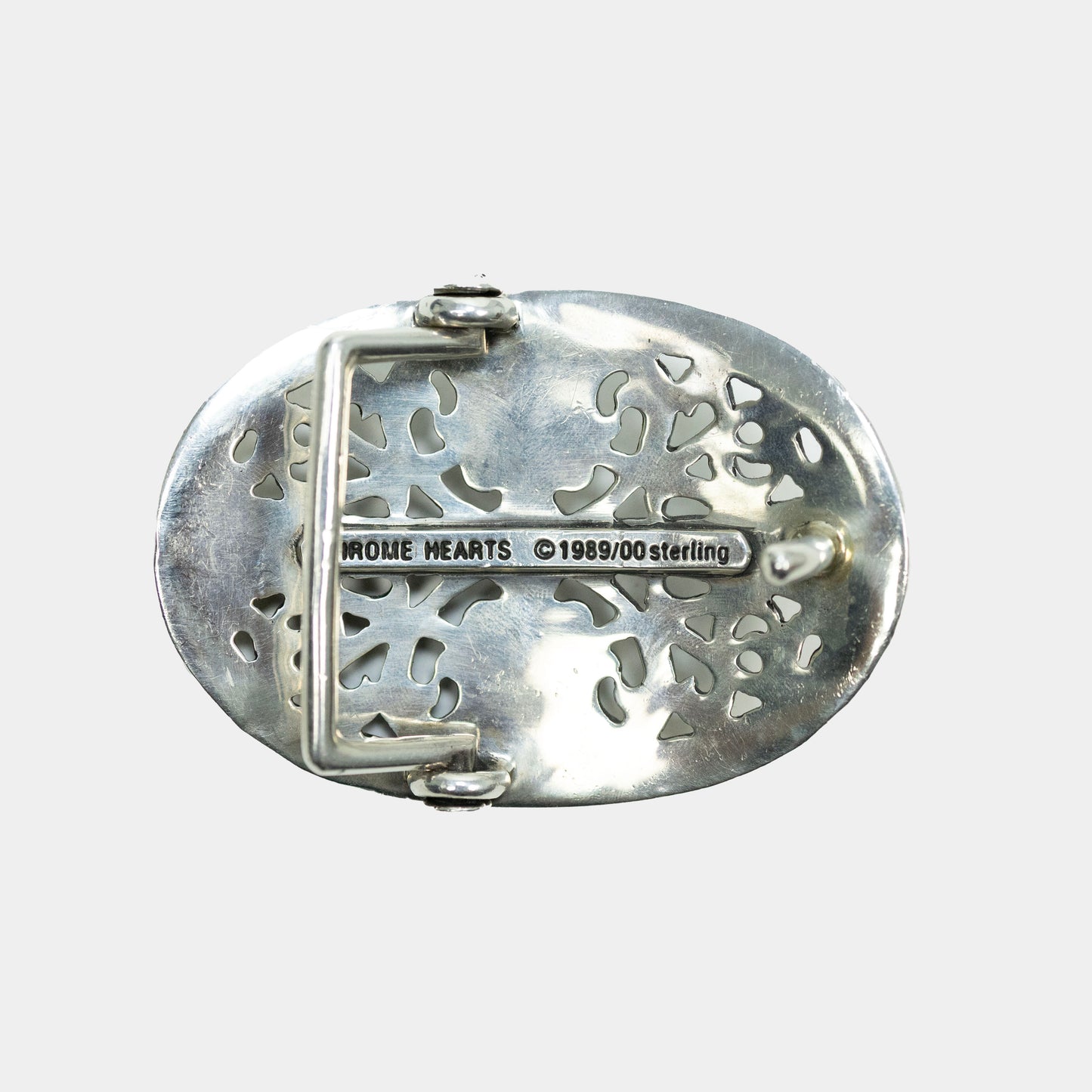 Chrome Hearts Classic .925 Silver Oval Keeper Buckle Leather Belt (Strap 1.5")