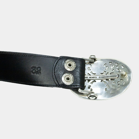 Chrome Hearts Classic .925 Silver Oval Keeper Buckle Leather Belt (Strap 1.5")