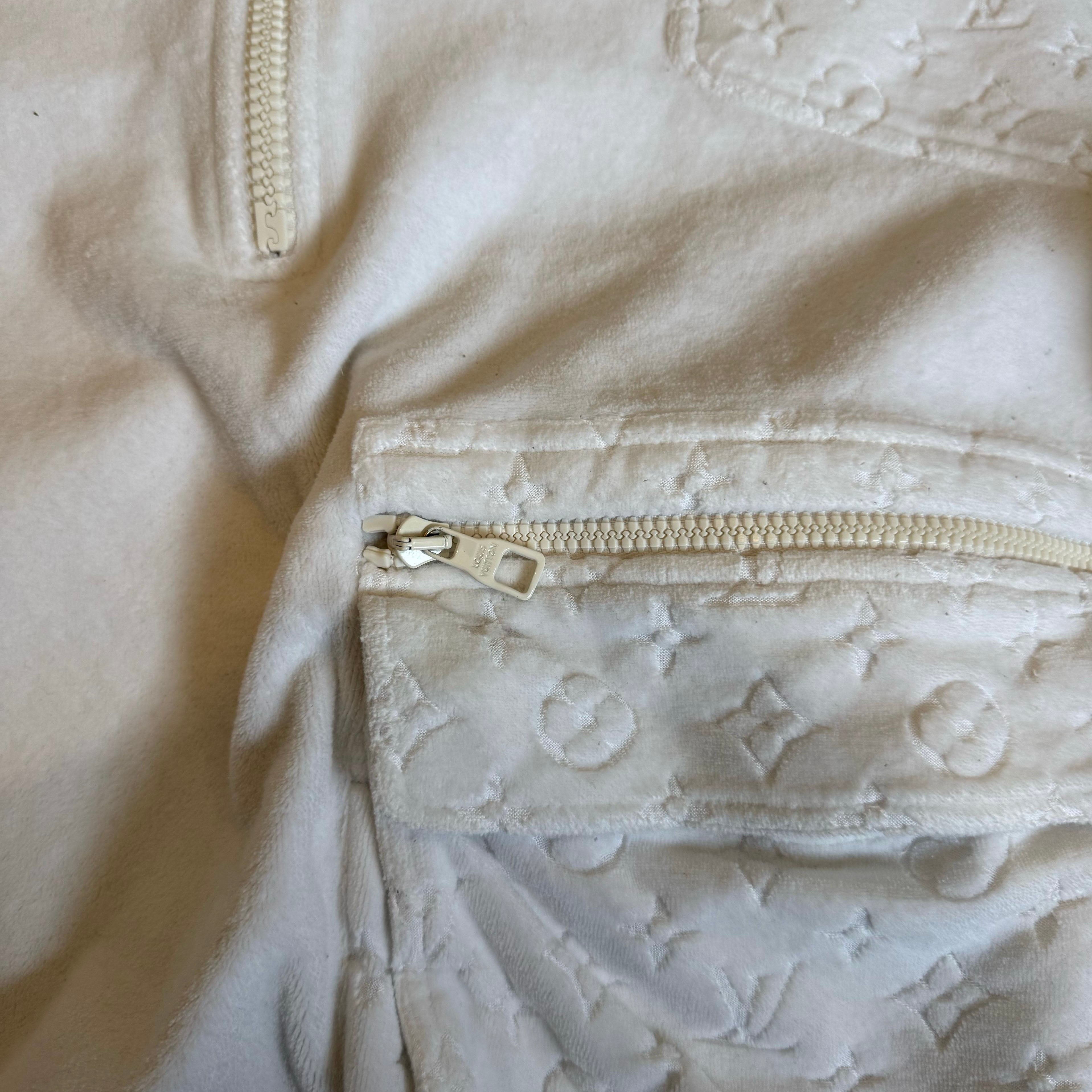 Louis Vuitton White Flocked Embossed Half-zip Sweatshirt