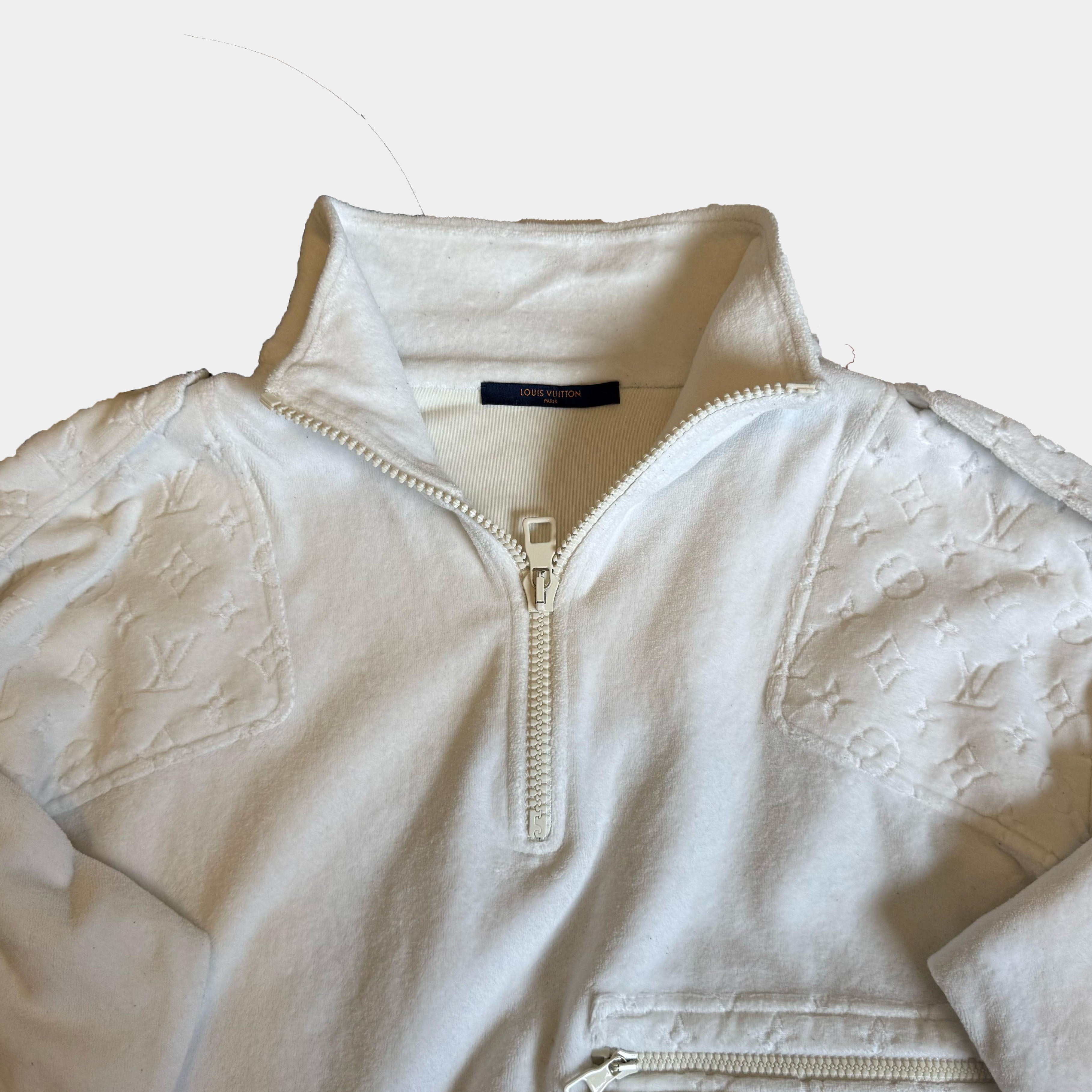 Louis Vuitton White Flocked Embossed Half-zip Sweatshirt