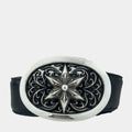 Chrome Hearts Classic .925 Silver Oval Star Buckle Leather Belt (Strap 1.5")