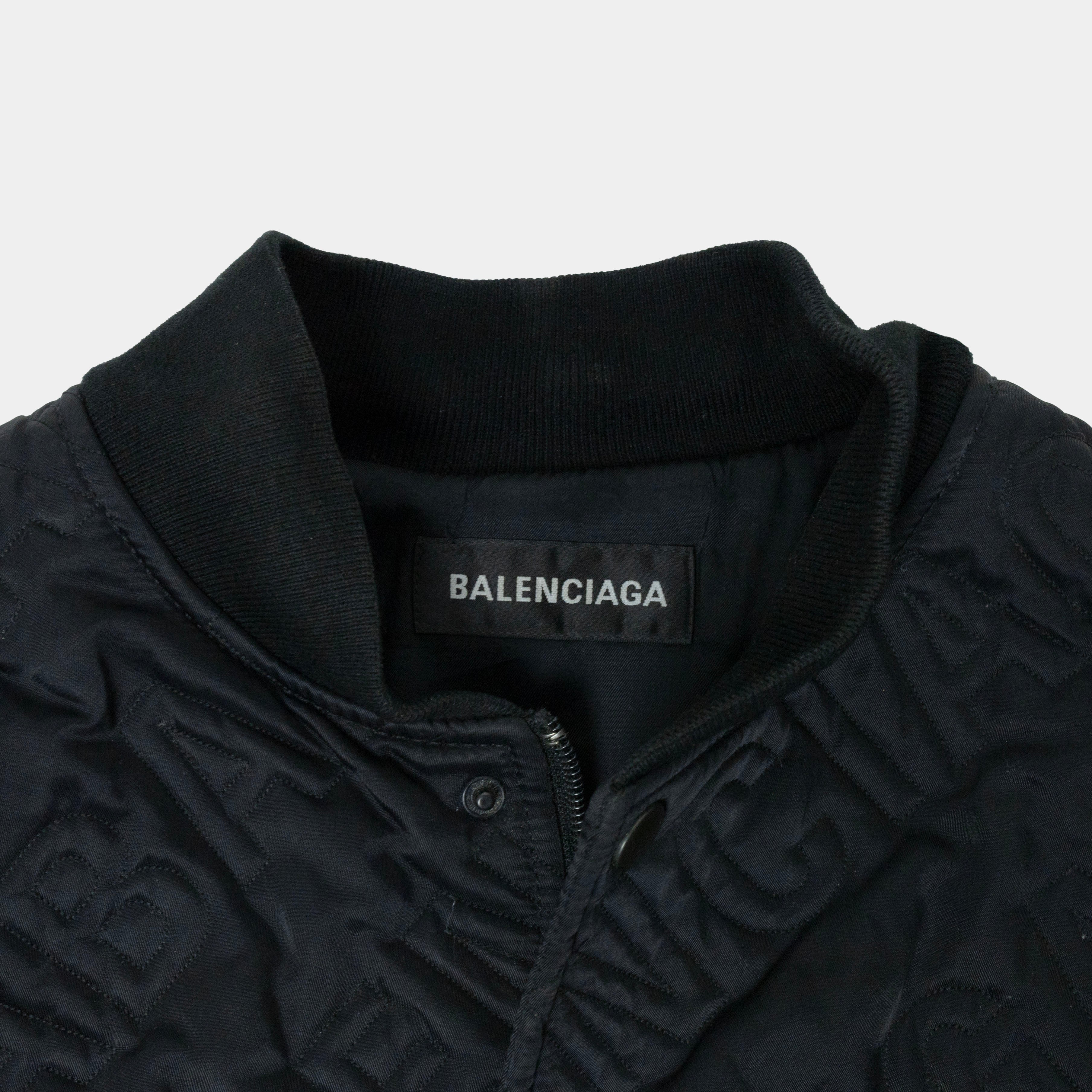 Balenciaga Logo Quilted Bomber Jacket