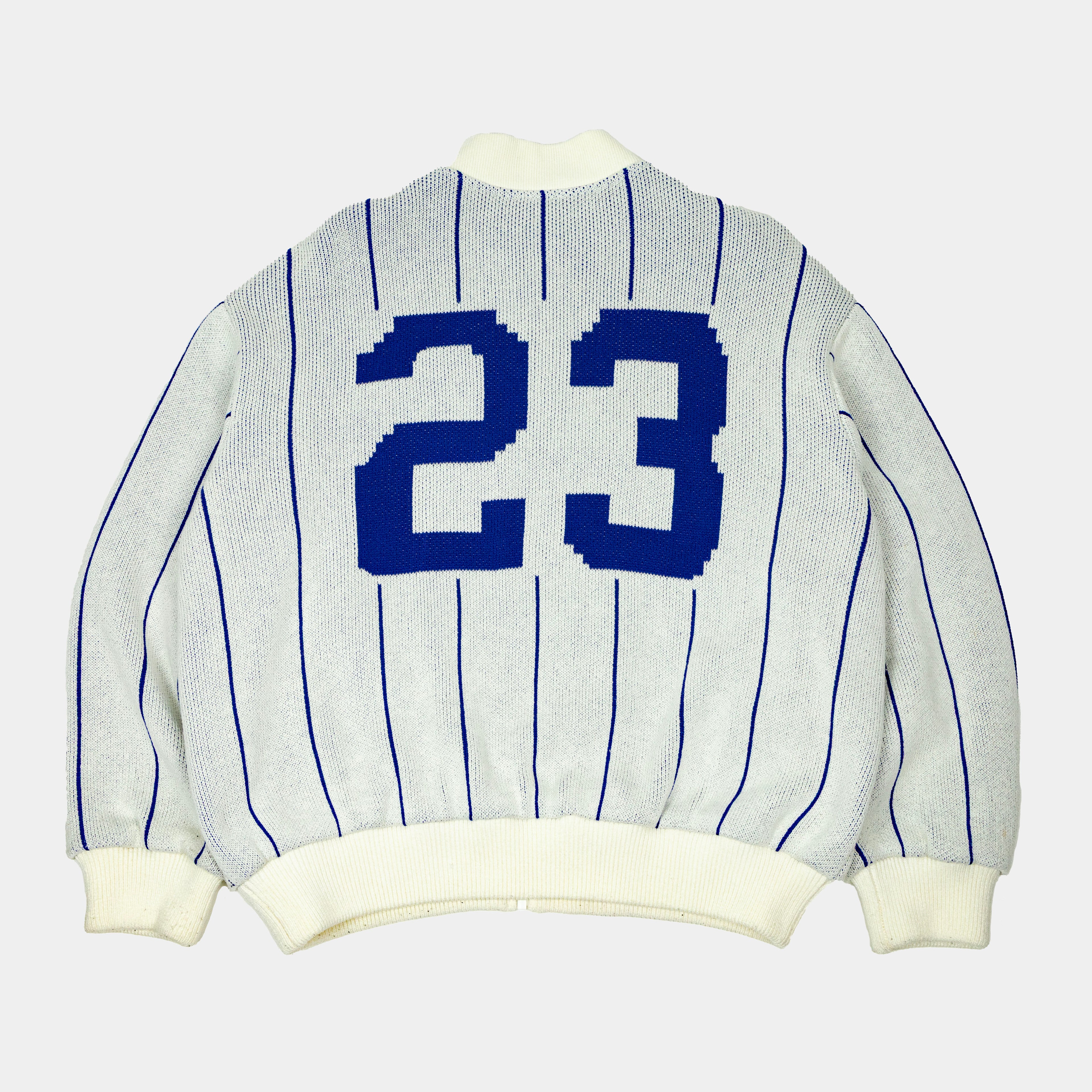 Supreme Pinstripe Zip-up Varsity Knit Sweater