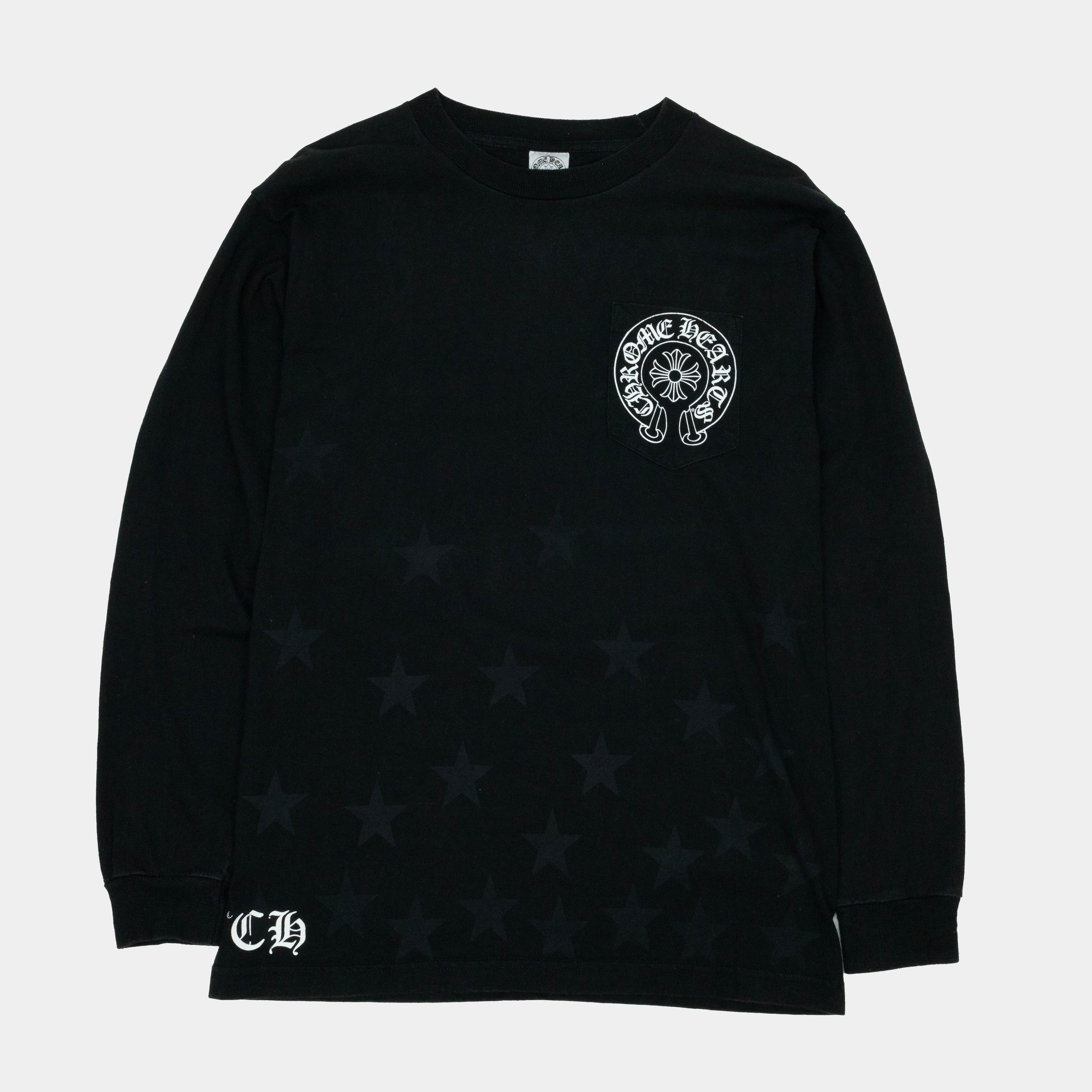 Chrome Hearts Vintage Elbow Plus Logo Long Sleeve T-Shirt