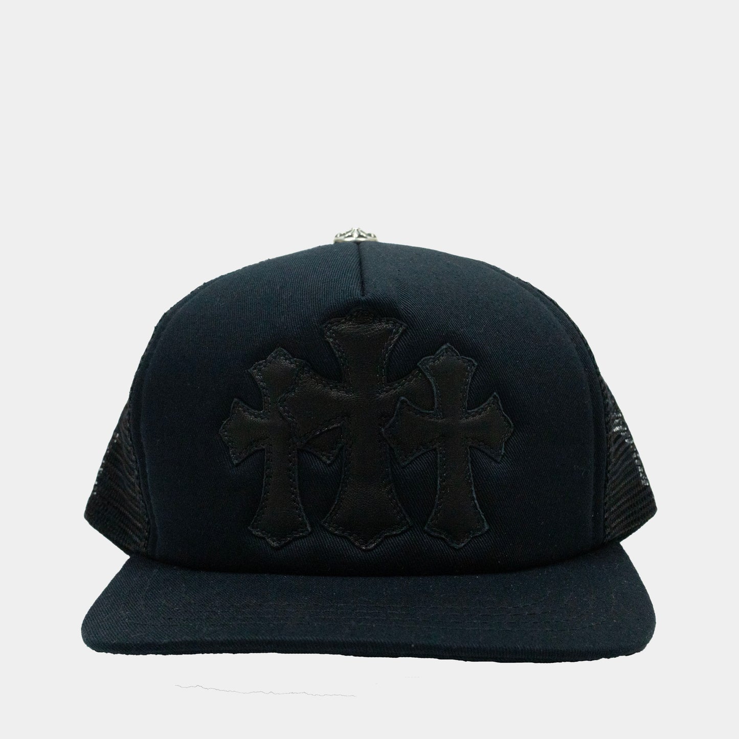 Chrome Hearts Triple Leather Cemetery Cross Trucker Hat