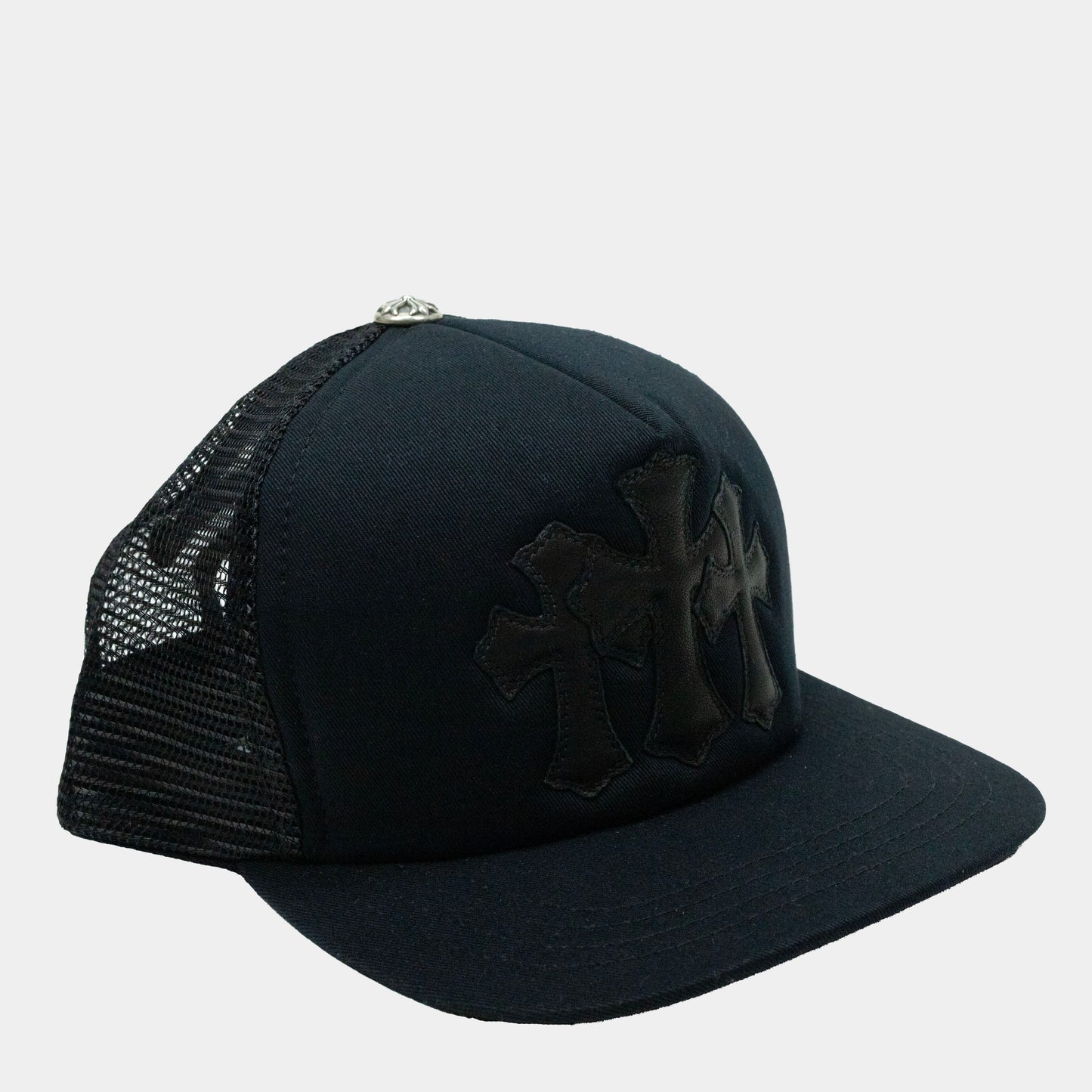 Chrome Hearts Triple Leather Cemetery Cross Trucker Hat