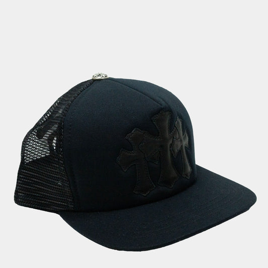 Chrome Hearts Triple Leather Cemetery Cross Trucker Hat