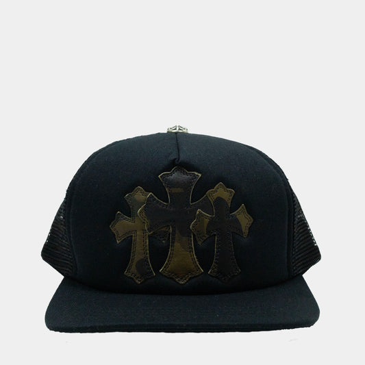 Chrome Hearts Triple Leather Cemetery Cross Trucker Hat