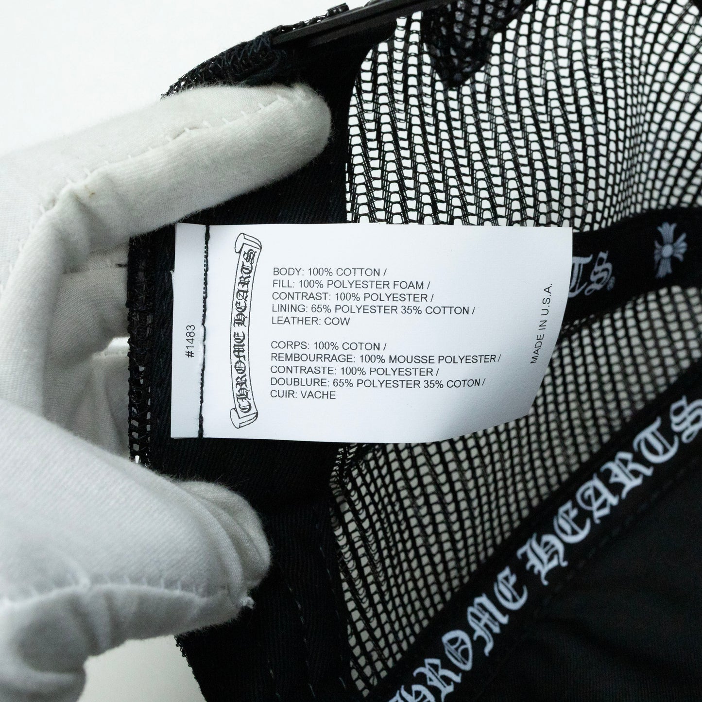 Chrome Hearts Triple Leather Cemetery Cross Trucker Hat