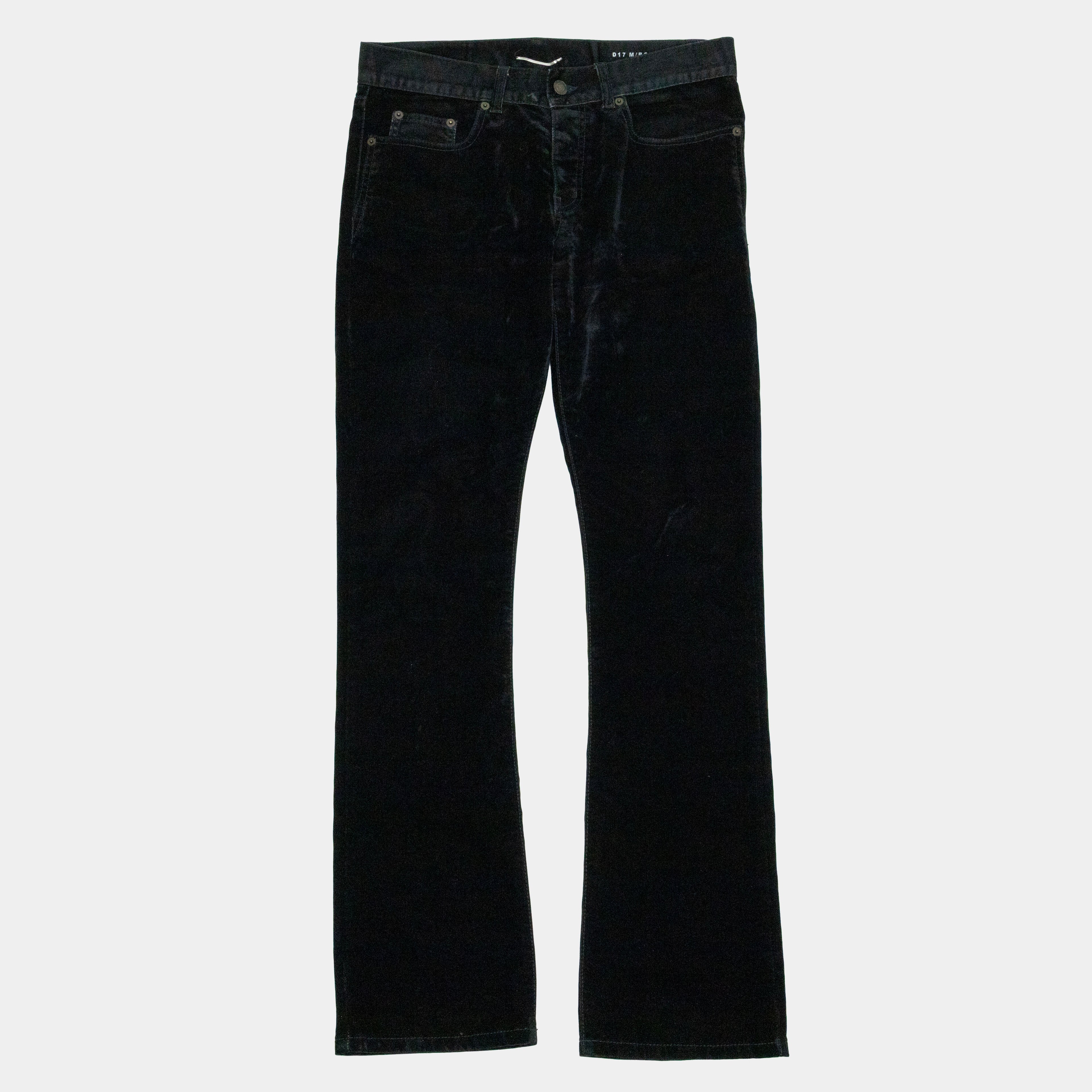 Saint Laurent 2018 D17 Flocked Velvet Bootcut Jeans