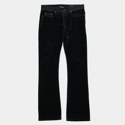 Saint Laurent 2018 D17 Flocked Velvet Bootcut Jeans