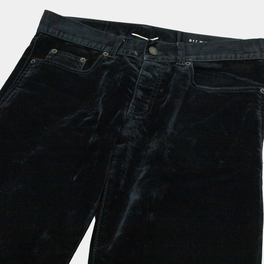 Saint Laurent 2018 D17 Flocked Velvet Bootcut Jeans