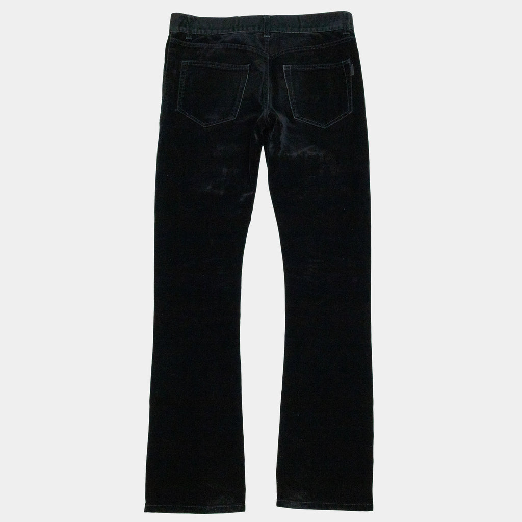 Saint Laurent 2018 D17 Flocked Velvet Bootcut Jeans