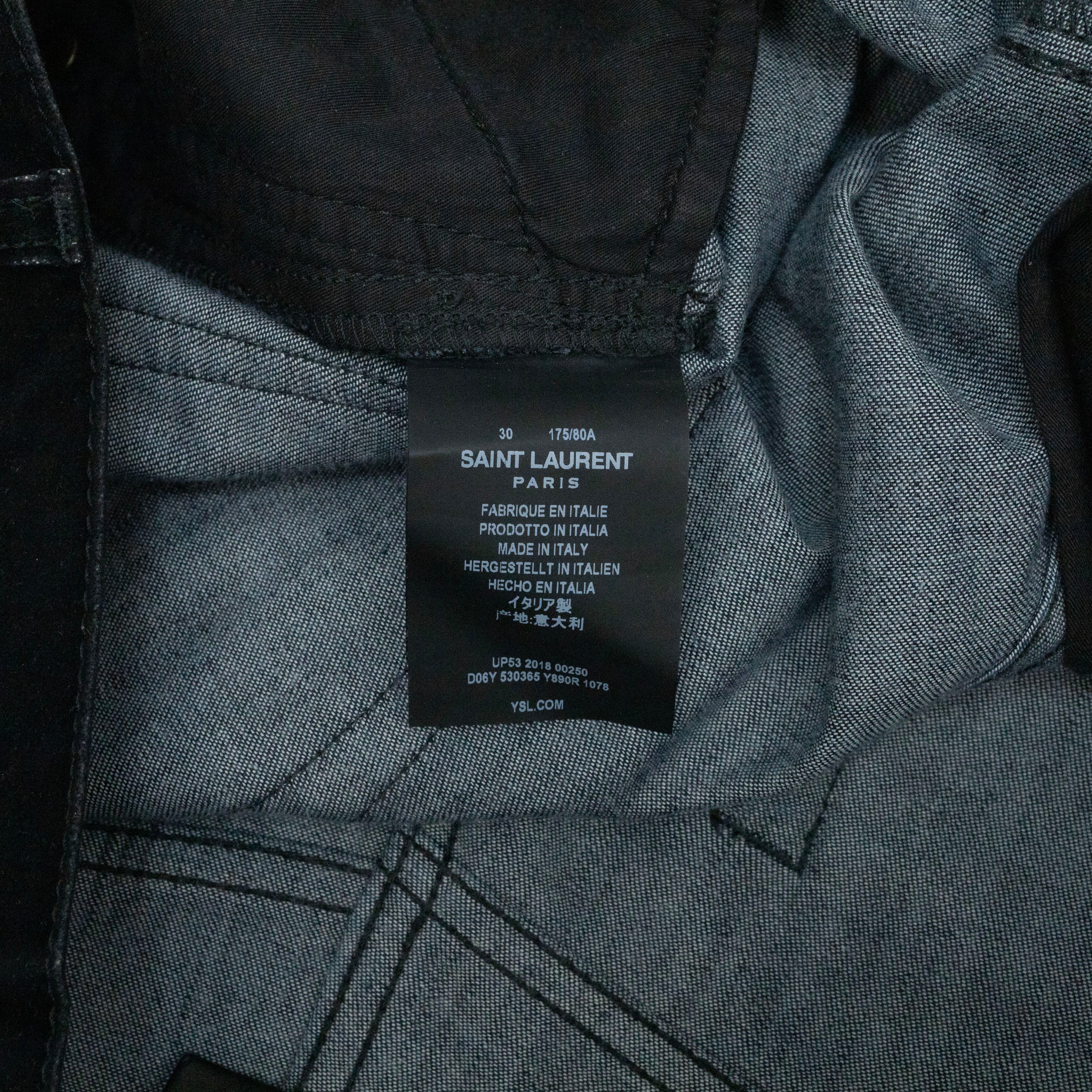 Saint Laurent 2018 D17 Flocked Velvet Bootcut Jeans