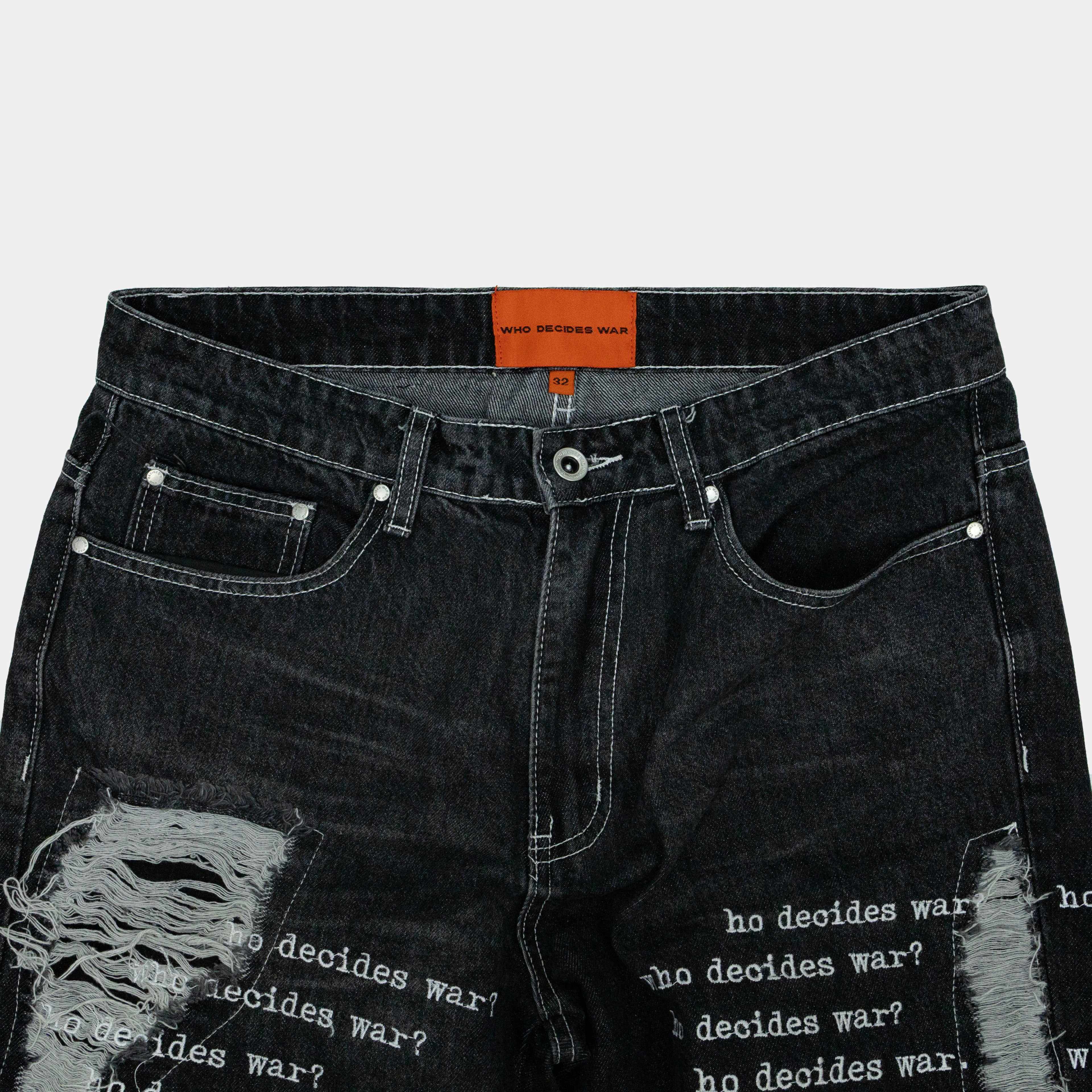 Who Decides War Scripture Denim Jeans