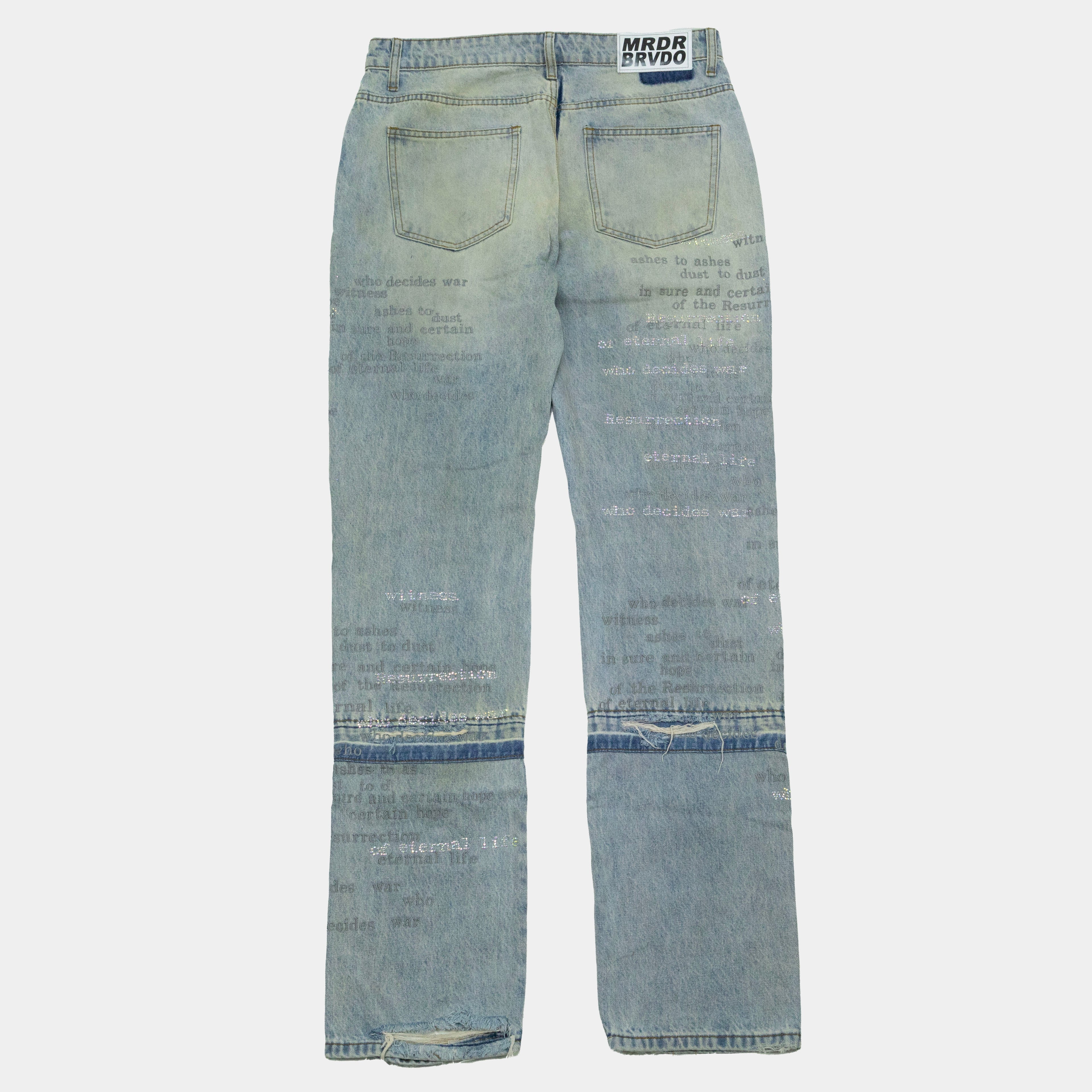 Who Decides War Scripture Denim Jeans