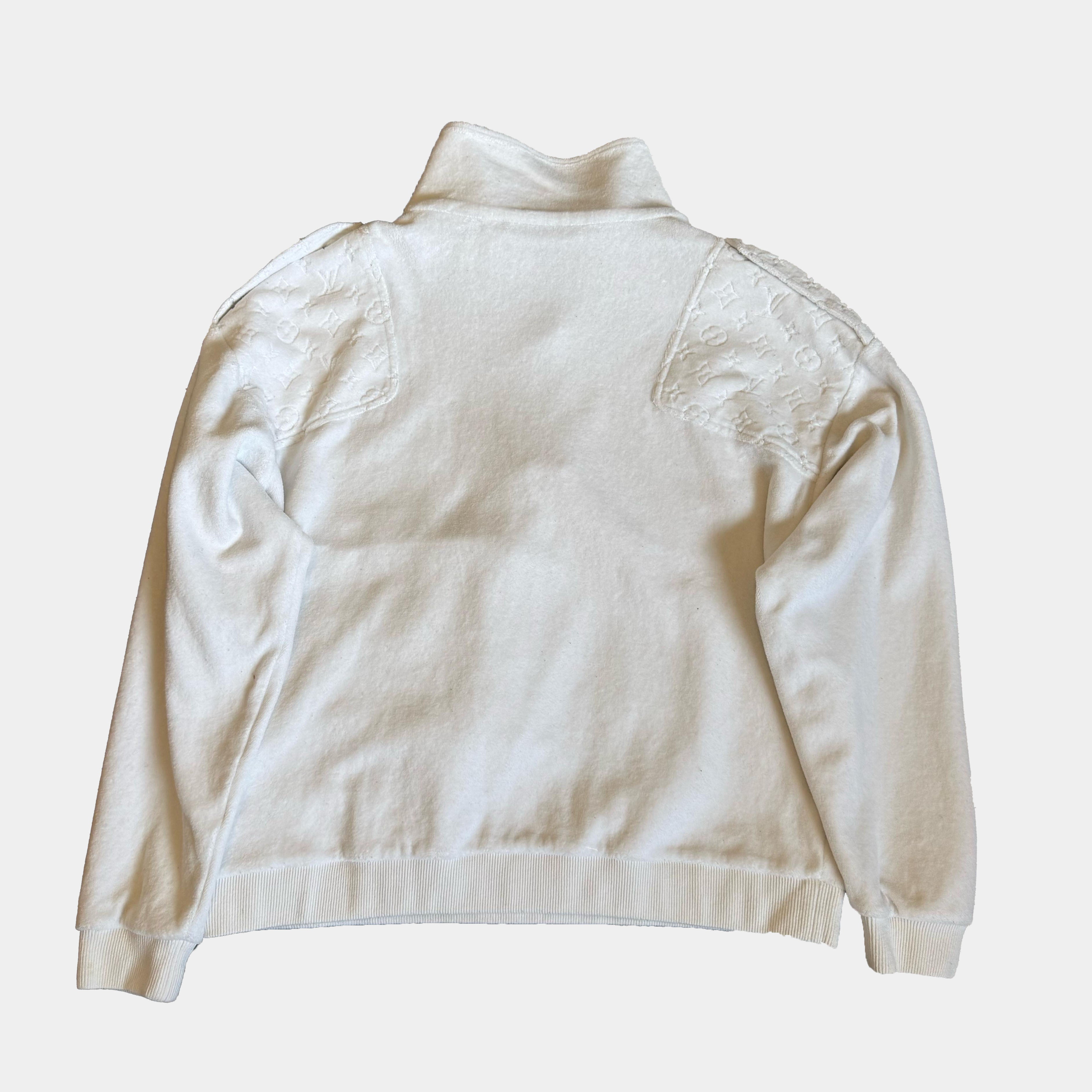 Louis Vuitton White Flocked Embossed Half-zip Sweatshirt